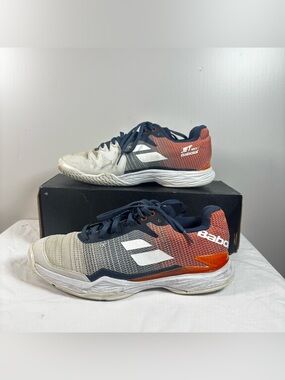 Babolat Jet Mach II Men's Tennis Shoes White/Pureed Pumpkin Size 8.5 Width D - M